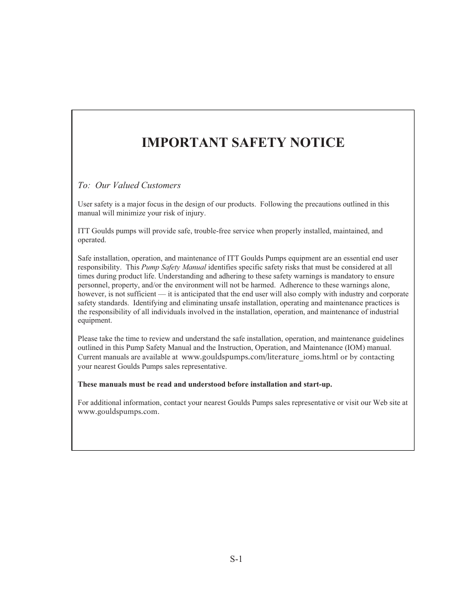 Important safety notice | Goulds Pumps HSU - IOM User Manual | Page 3 / 16