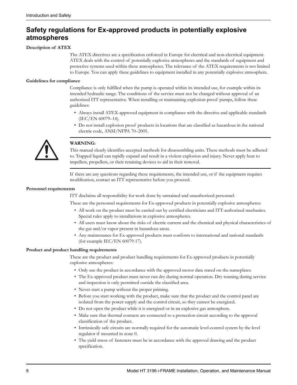 Goulds Pumps HT 3196 i-FRAME - IOM User Manual | Page 10 / 148