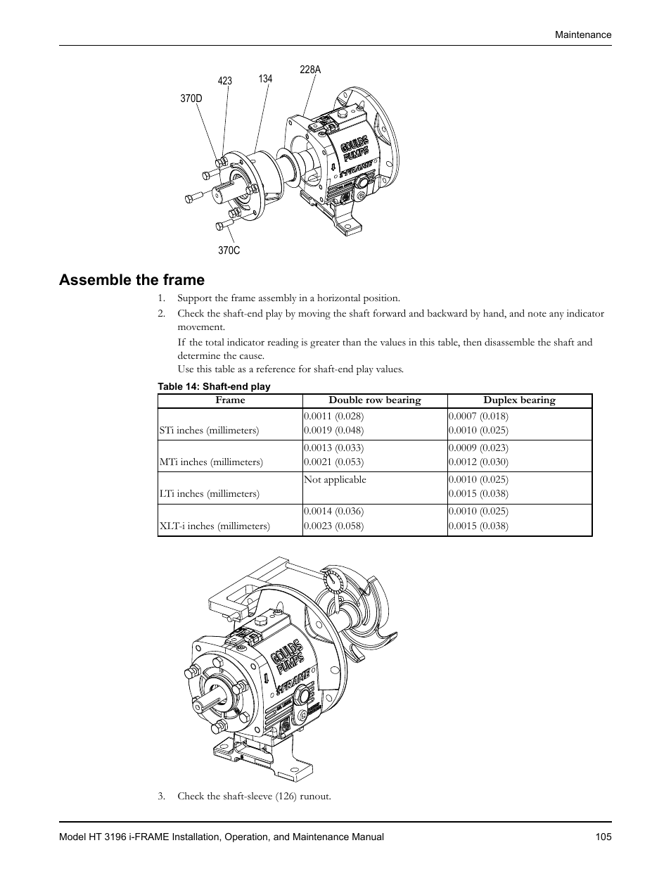 Assemble the frame | Goulds Pumps HT 3196 i-FRAME - IOM User Manual | Page 107 / 148