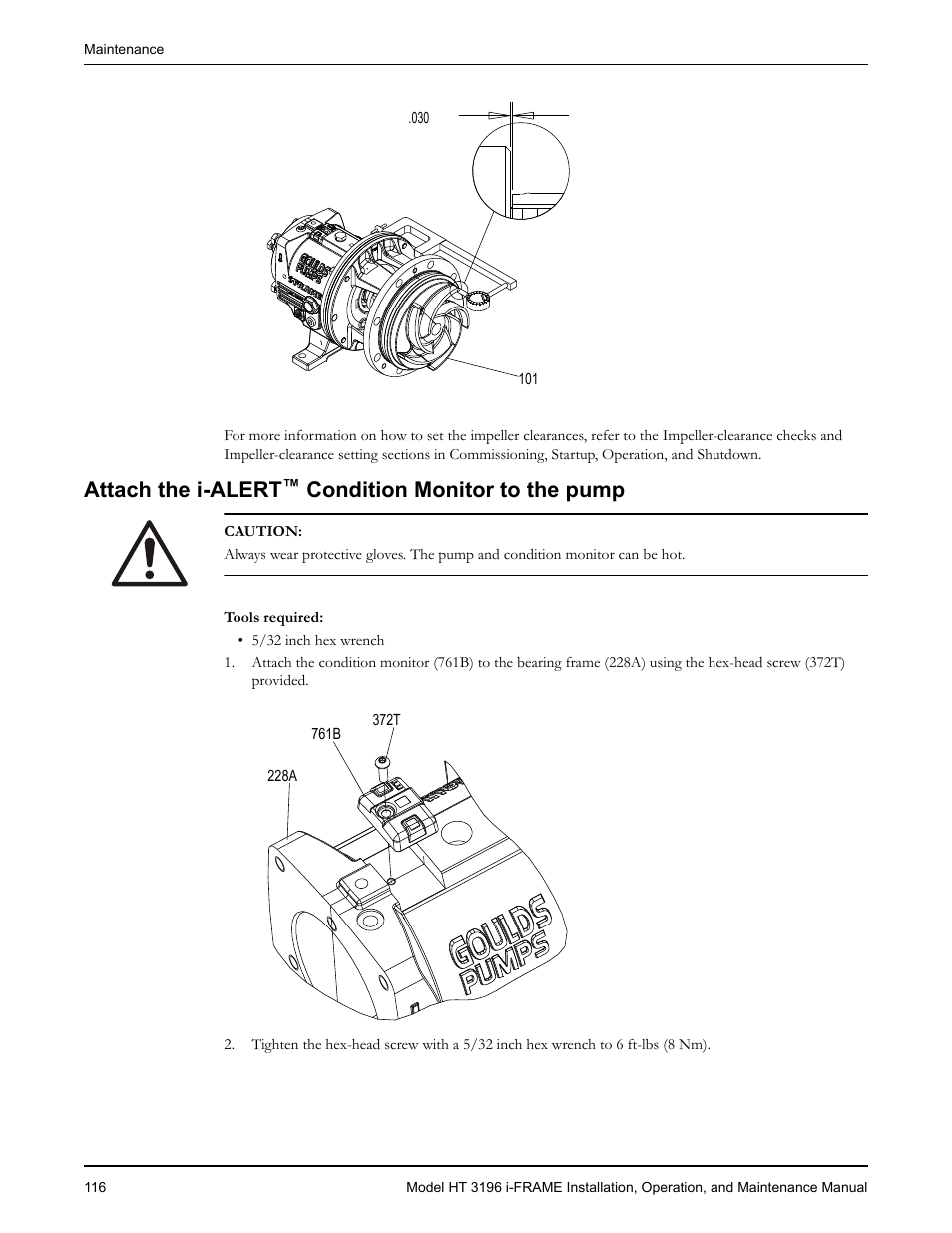Attach the i-alert™ condition monitor to the pump, Attach the i-alert, Condition monitor to the pump | Goulds Pumps HT 3196 i-FRAME - IOM User Manual | Page 118 / 148
