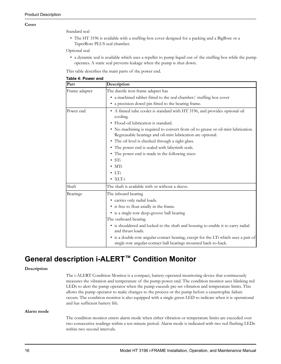 General description i-alert™ condition monitor, General description i-alert, Condition monitor | Goulds Pumps HT 3196 i-FRAME - IOM User Manual | Page 18 / 148