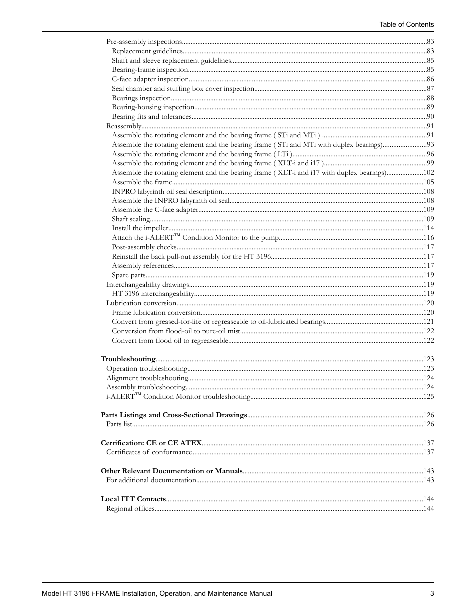 Goulds Pumps HT 3196 i-FRAME - IOM User Manual | Page 5 / 148