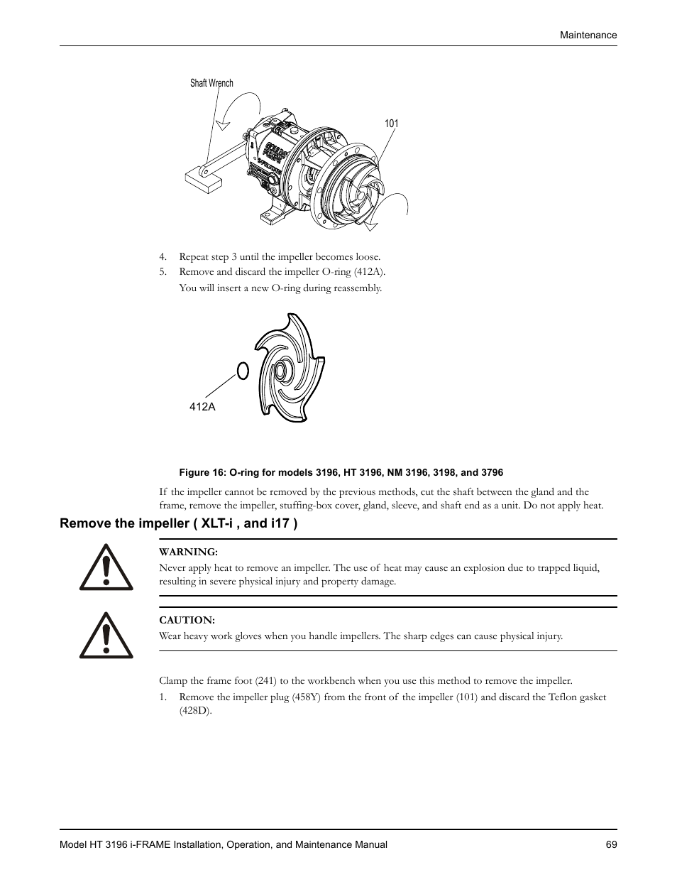 Remove the impeller ( xlt-i , and i17 ) | Goulds Pumps HT 3196 i-FRAME - IOM User Manual | Page 71 / 148