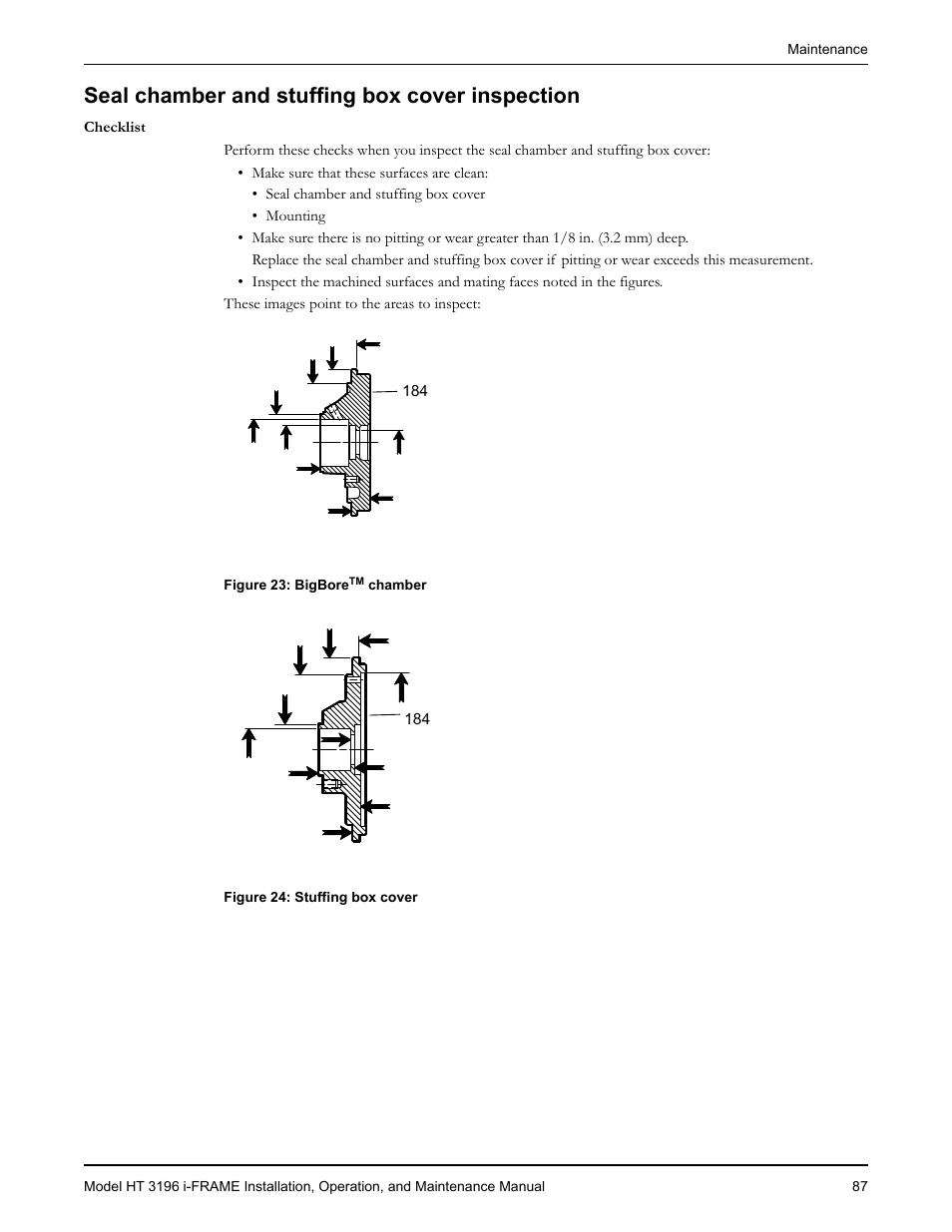Seal chamber and stuffing box cover inspection | Goulds Pumps HT 3196 i-FRAME - IOM User Manual | Page 89 / 148