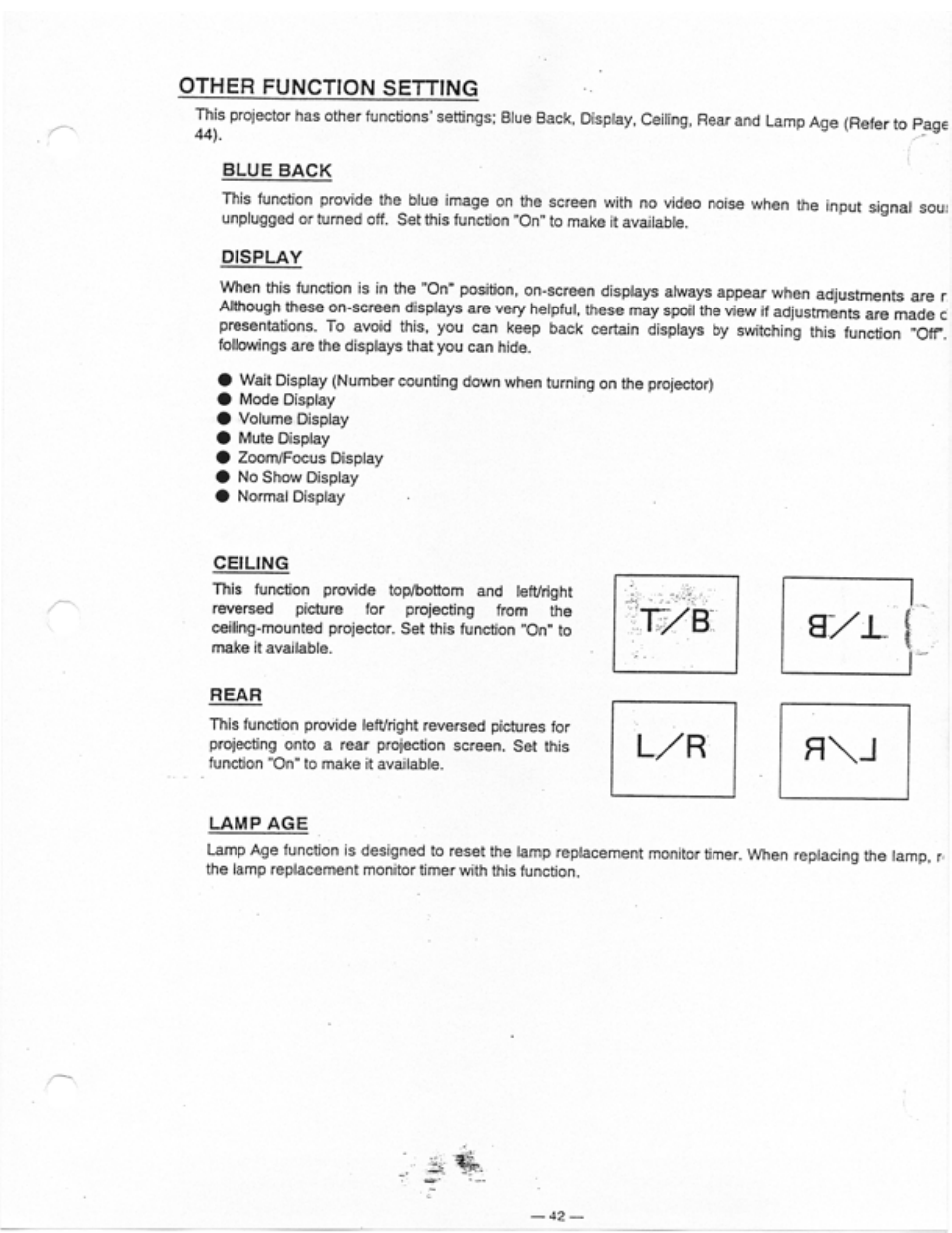 Other function setting | Ask Proxima Ultralight LS1 User Manual | Page 44 / 49
