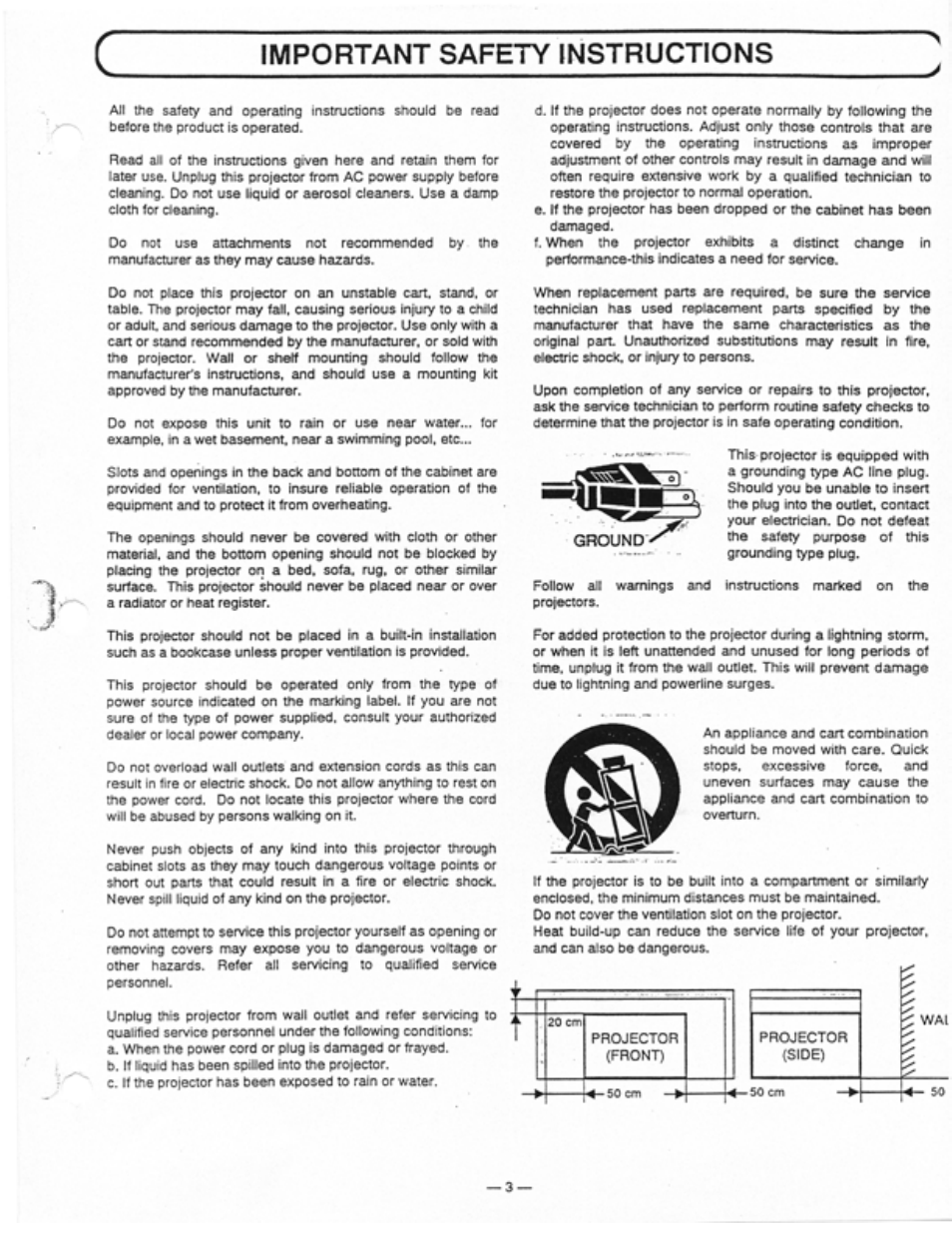 Important safety instructions | Ask Proxima Ultralight LS1 User Manual | Page 5 / 49