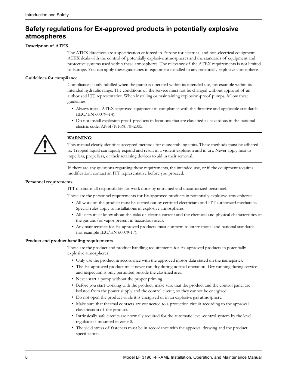 Goulds Pumps LF 3196 i-FRAME - IOM User Manual | Page 10 / 142