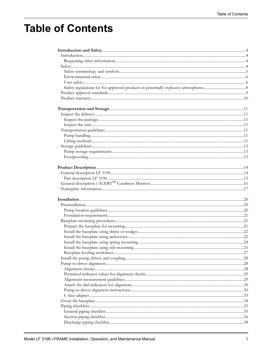 Goulds Pumps LF 3196 i-FRAME - IOM User Manual | Page 3 / 142