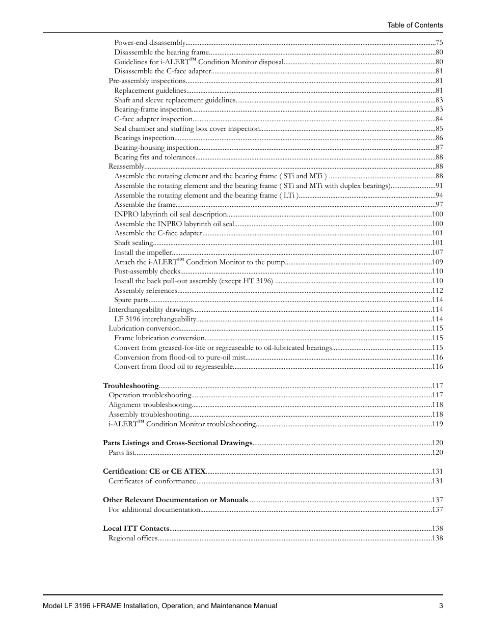 Goulds Pumps LF 3196 i-FRAME - IOM User Manual | Page 5 / 142