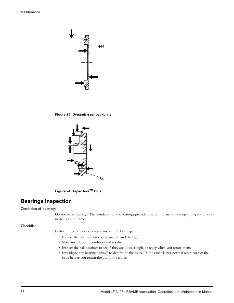 Bearings inspection | Goulds Pumps LF 3196 i-FRAME - IOM User Manual | Page 88 / 142