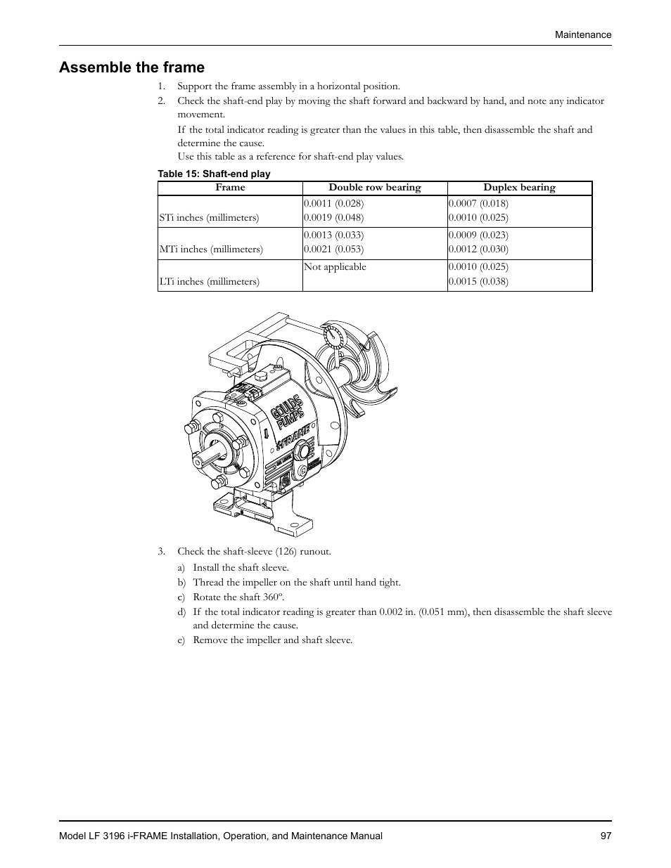 Assemble the frame | Goulds Pumps LF 3196 i-FRAME - IOM User Manual | Page 99 / 142