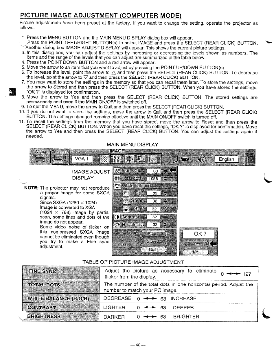 Г’ ‘k'v' ' .c _) ' (__ 'ф, Picture image adjustment (computer mode), Btijii* bci ' ^ t | Ask Proxima Pro AV 9310L User Manual | Page 38 / 49