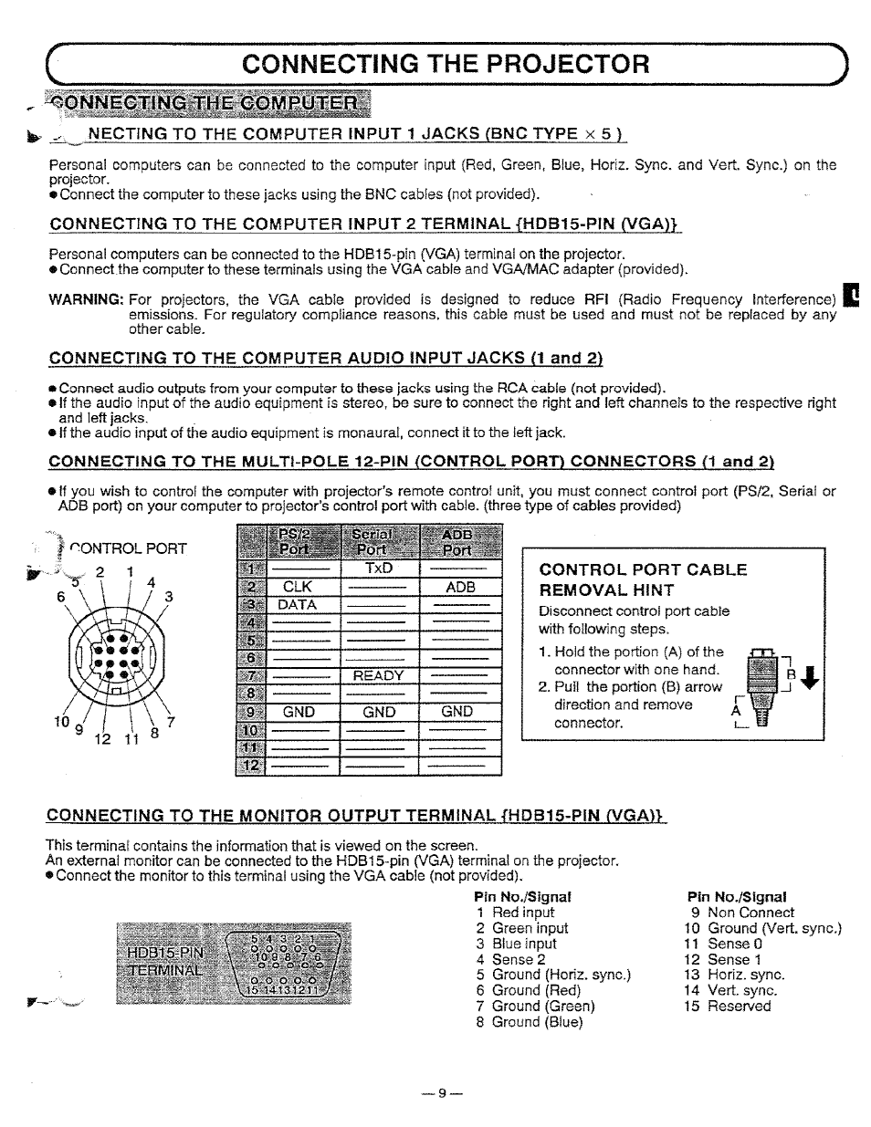 Connecting the projector | Ask Proxima Pro AV 9310L User Manual | Page 9 / 49