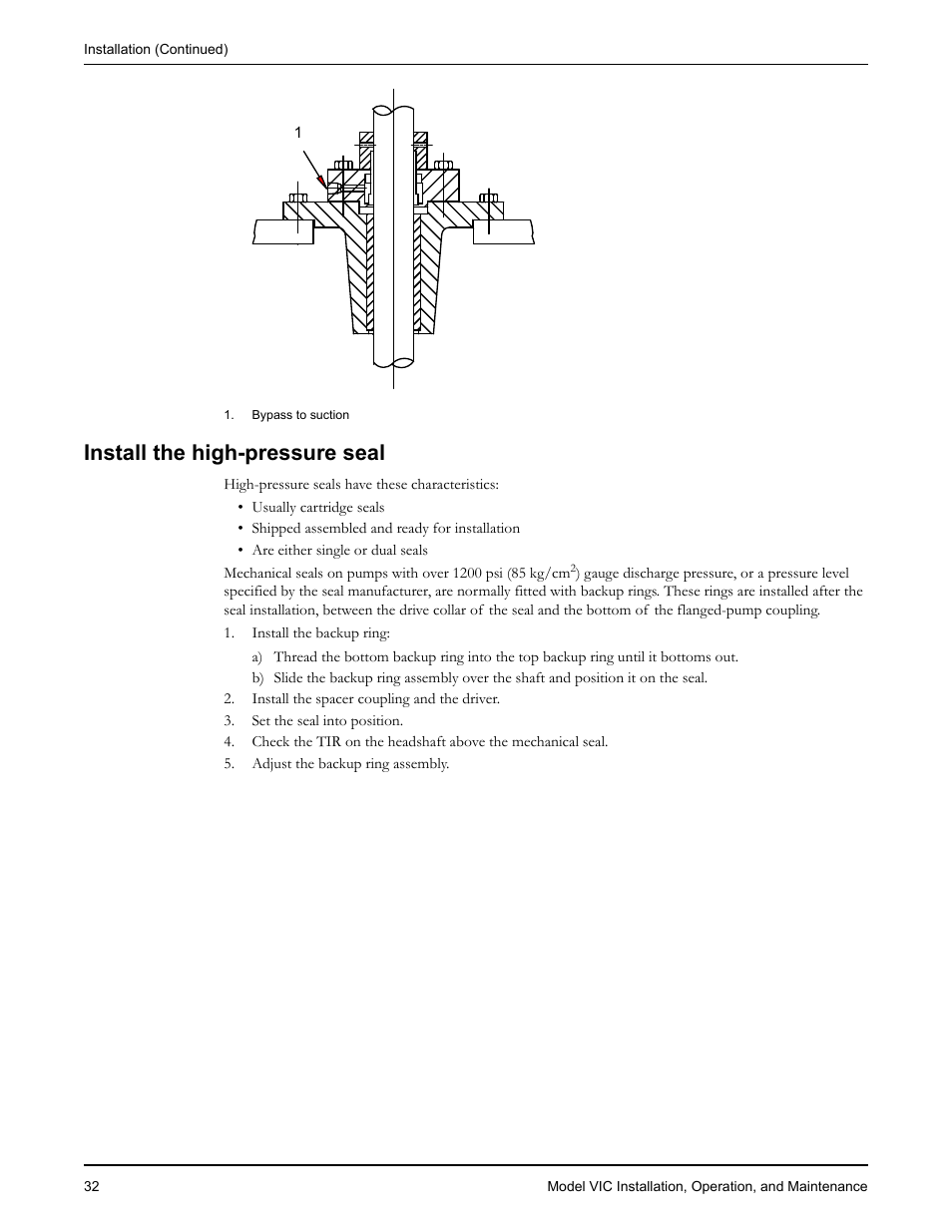 Install the high-pressure seal | Goulds Pumps VIC - IOM User Manual | Page 34 / 72