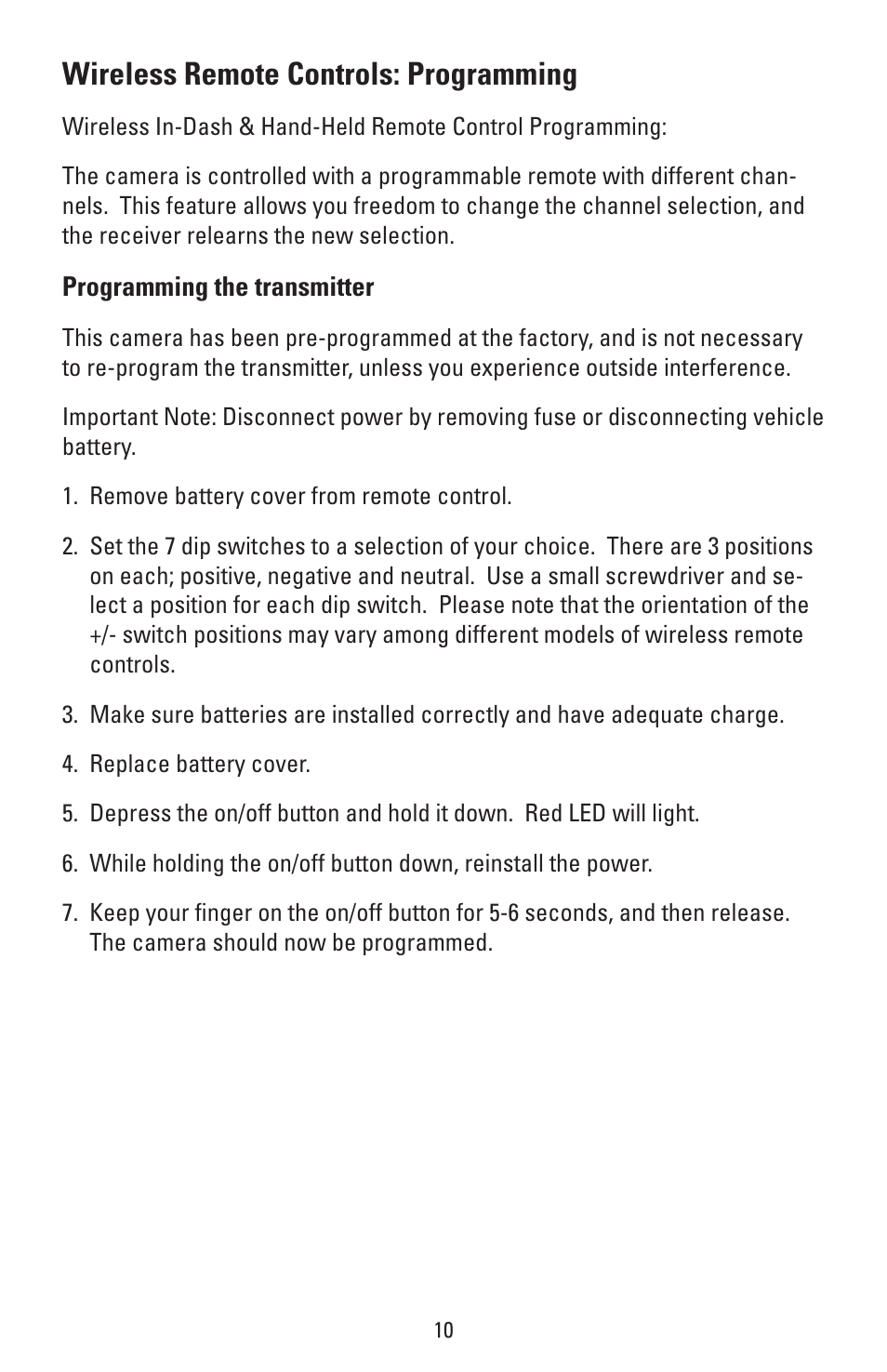 Wireless remote controls: programming | Golight HELIOS Thermal Imaging Camera User Manual | Page 13 / 20