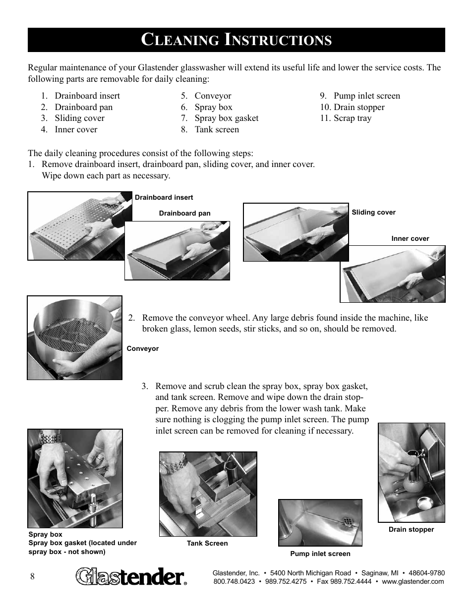 Leaning, Nstructions | Glastender GW24 User Manual | Page 10 / 16