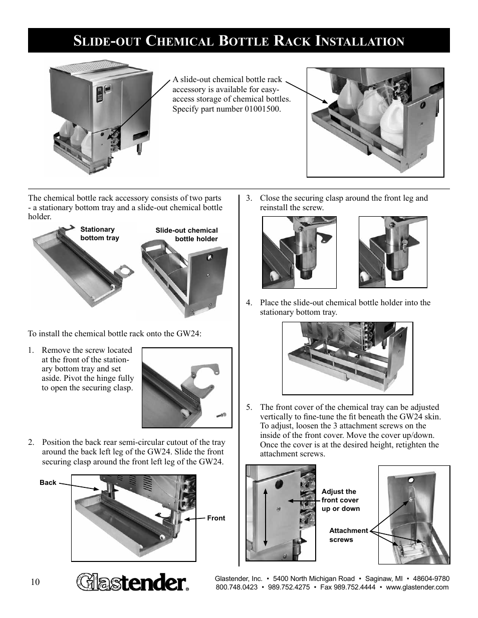 Lide, Hemical, Ottle | Nstallation | Glastender GW24 User Manual | Page 12 / 16