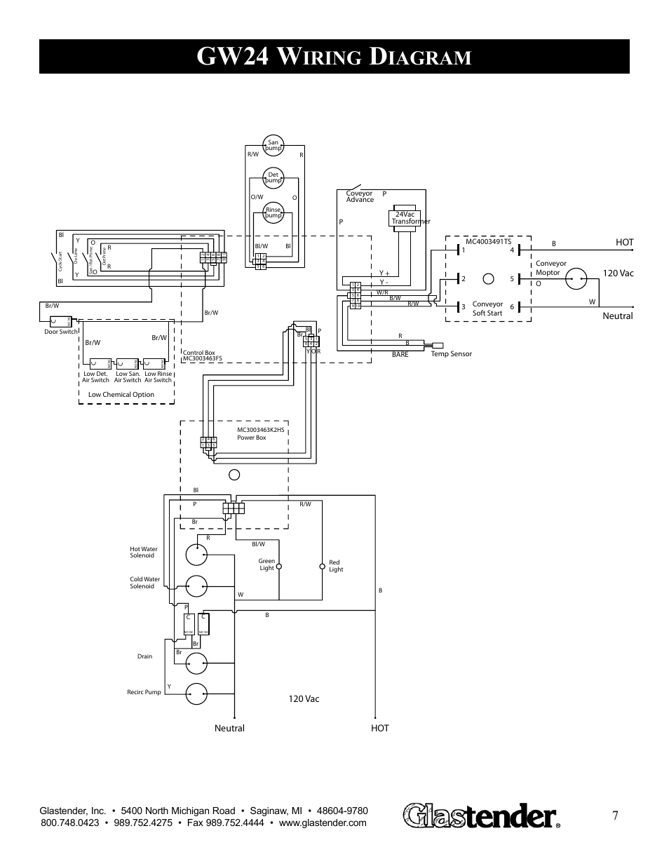 Gw24 w, Iring, Iagram | Glastender GW24 User Manual | Page 9 / 16