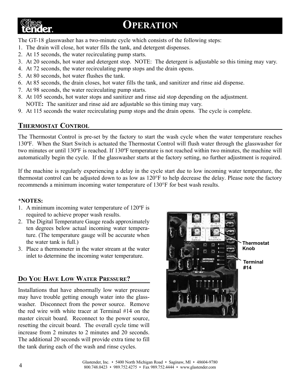 Peration | Glastender GT-18 User Manual | Page 6 / 16