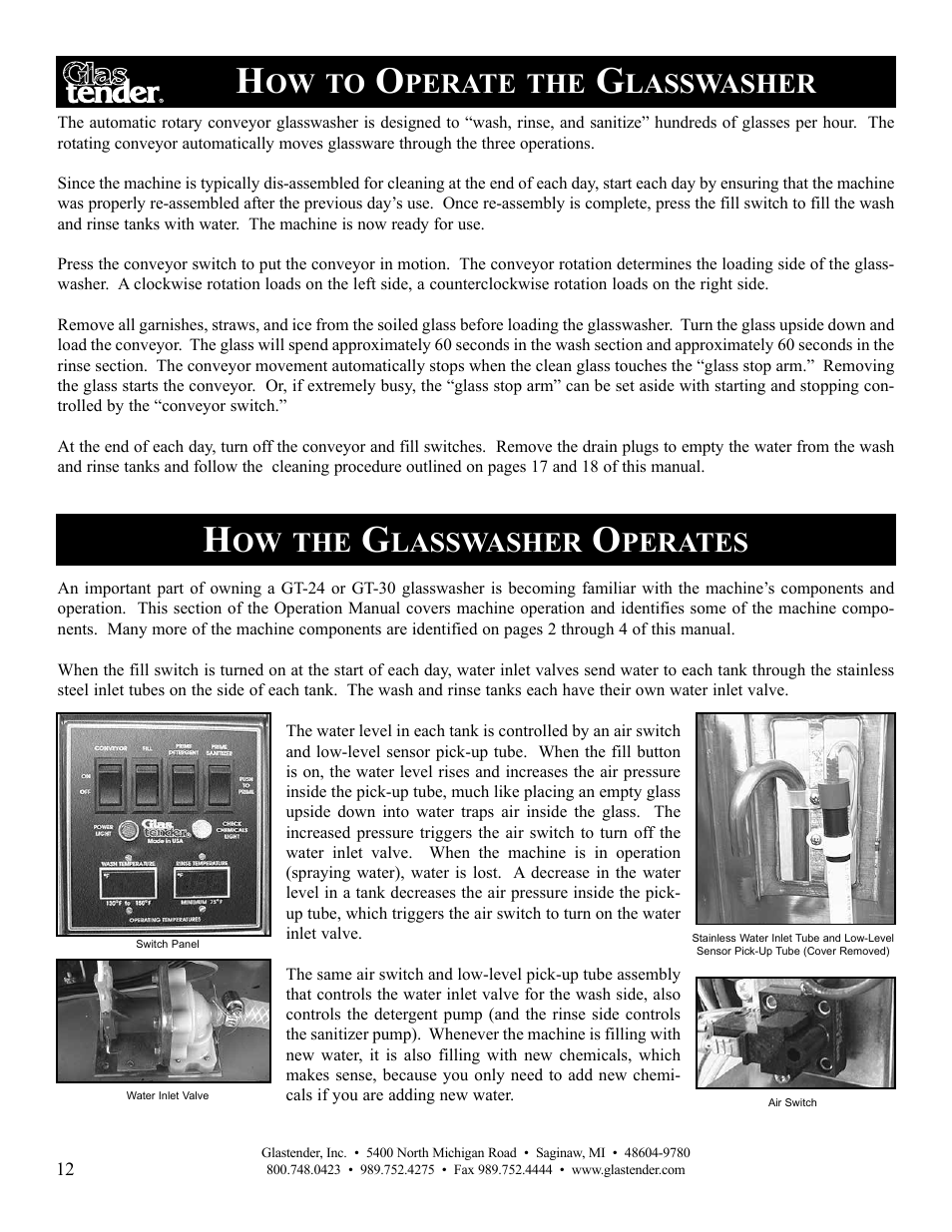 Perate, Lasswasher, Perates | Glastender GT-30 User Manual | Page 14 / 24