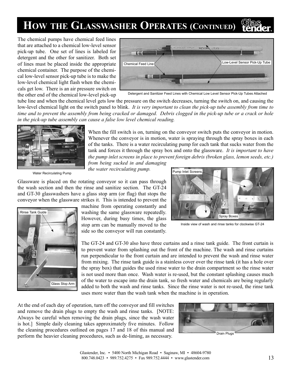 Lasswasher, Perates | Glastender GT-30 User Manual | Page 15 / 24