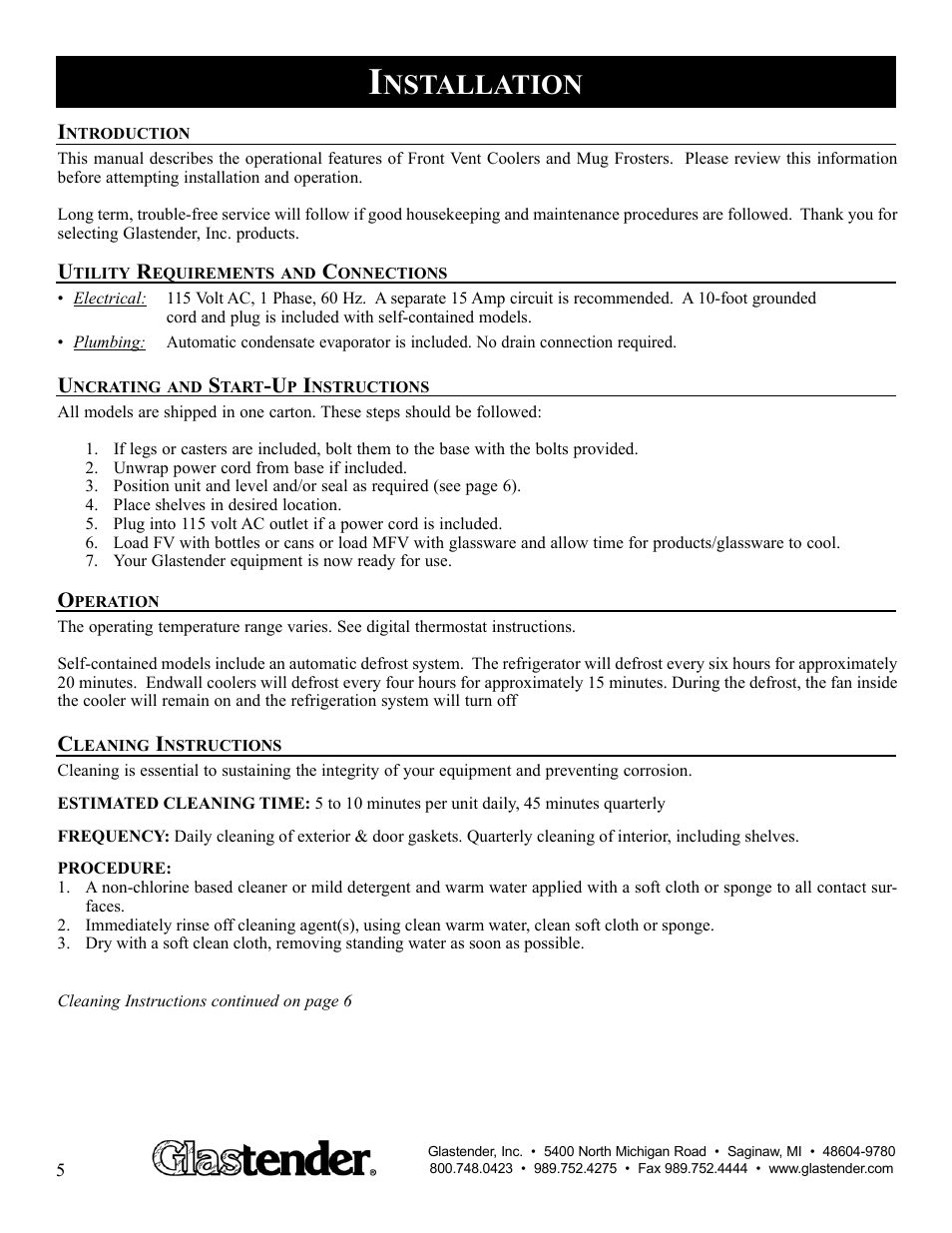 Nstallation | Glastender MFV48 User Manual | Page 6 / 18