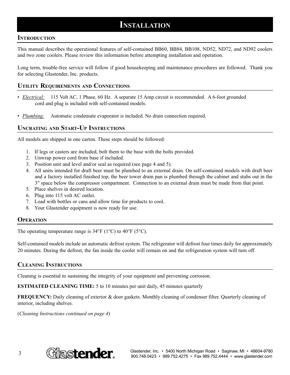 Glastender LP108 User Manual | Page 4 / 13