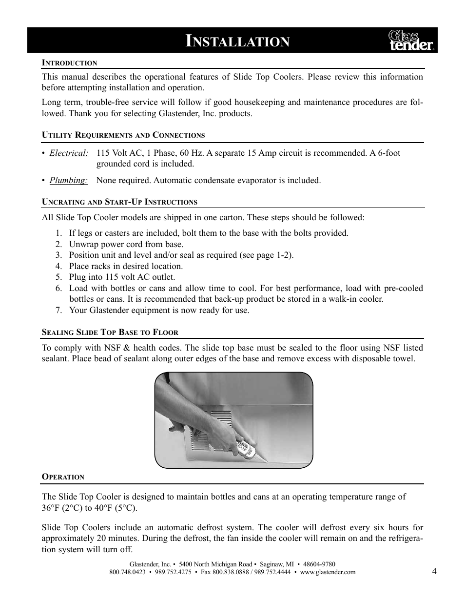 Nstallation | Glastender ST96 User Manual | Page 5 / 16