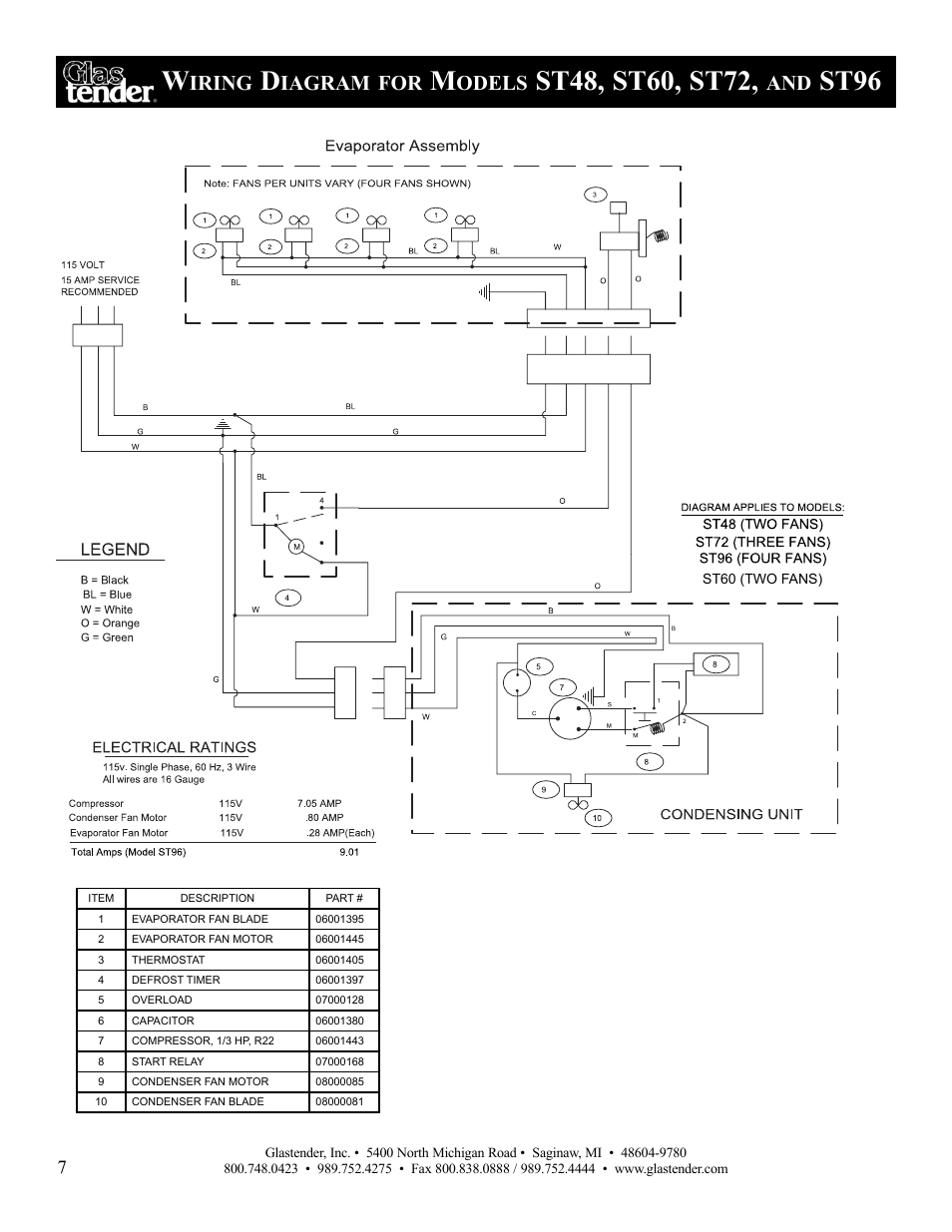 St96, Iring, Iagram | Odels | Glastender ST96 User Manual | Page 8 / 16