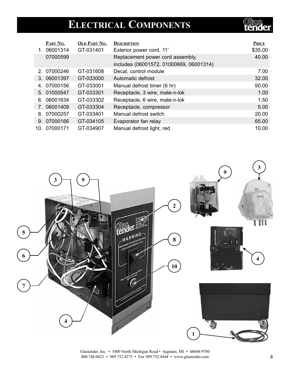 Lectrical, Omponents | Glastender MFV24 Reach-In Mug Chillers User Manual | Page 11 / 16