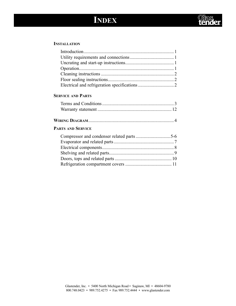 Ndex | Glastender MFV24 Reach-In Mug Chillers User Manual | Page 3 / 16