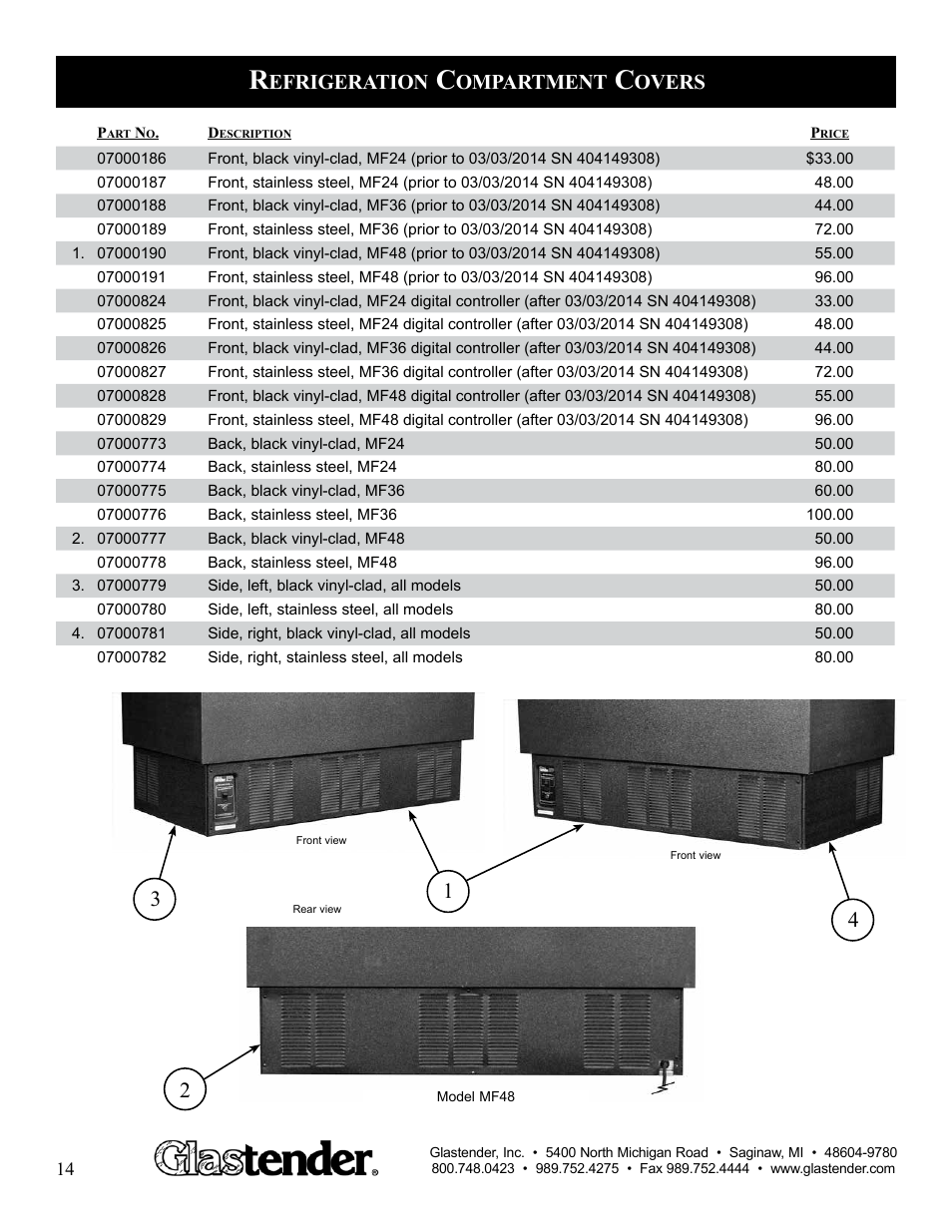 Efrigeration, Ompartment, Overs | Glastender MF48 User Manual | Page 16 / 17