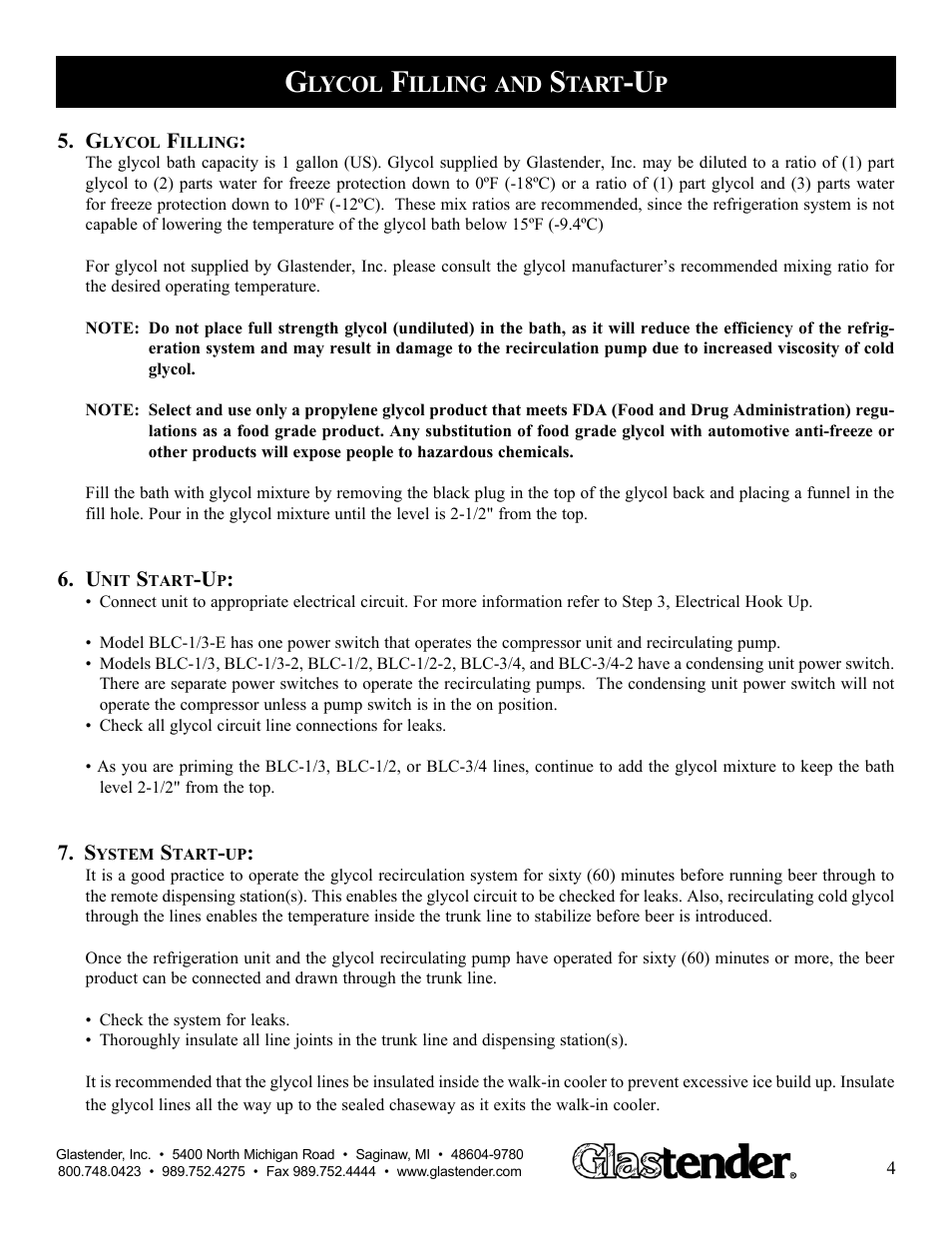 Lycol, Illing, Tart | Glastender BLC-3/4-2 User Manual | Page 5 / 21