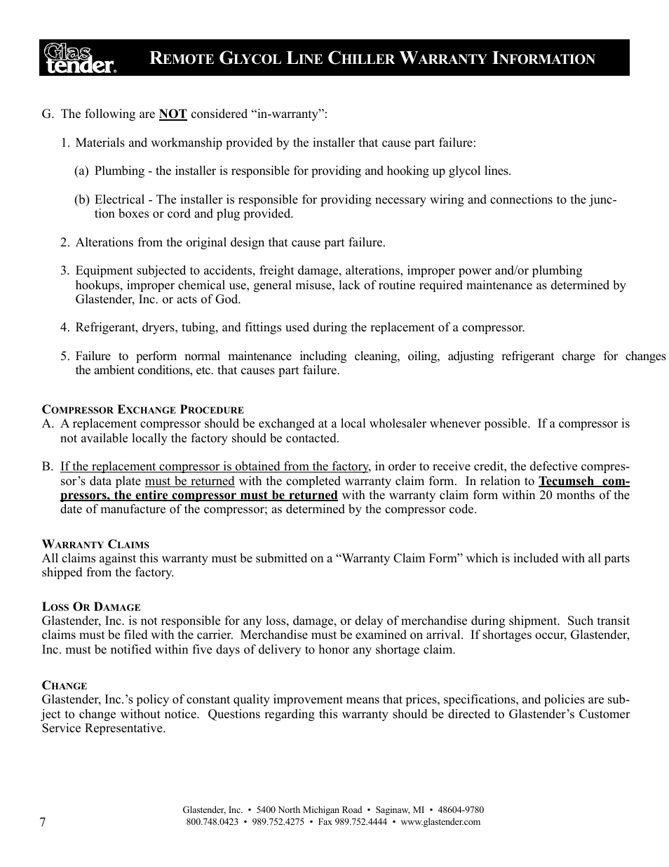 Glastender LC47 User Manual | Page 10 / 28