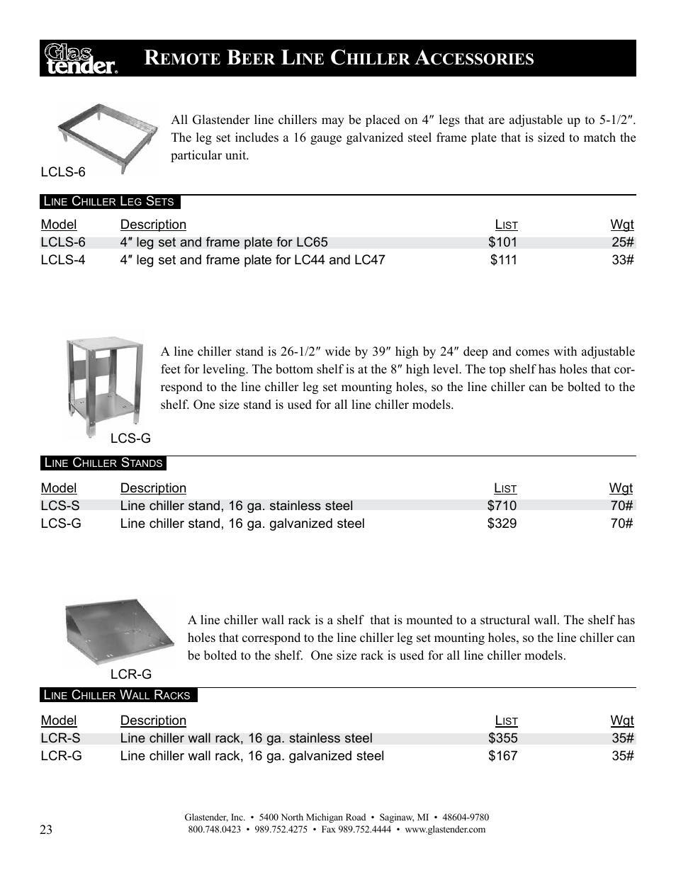 Emote, Hiller, Ccessories | Glastender LC47 User Manual | Page 26 / 28