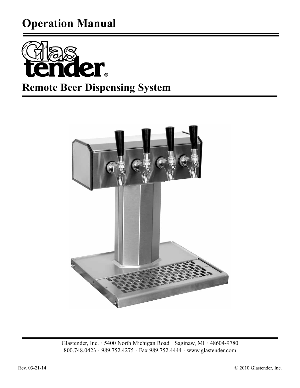 Glastender Remote Beer Dispensing System User Manual | 12 pages