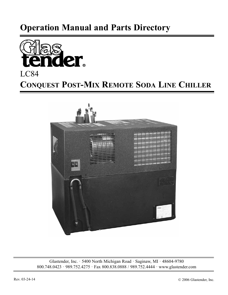 Glastender LC84 User Manual | 16 pages