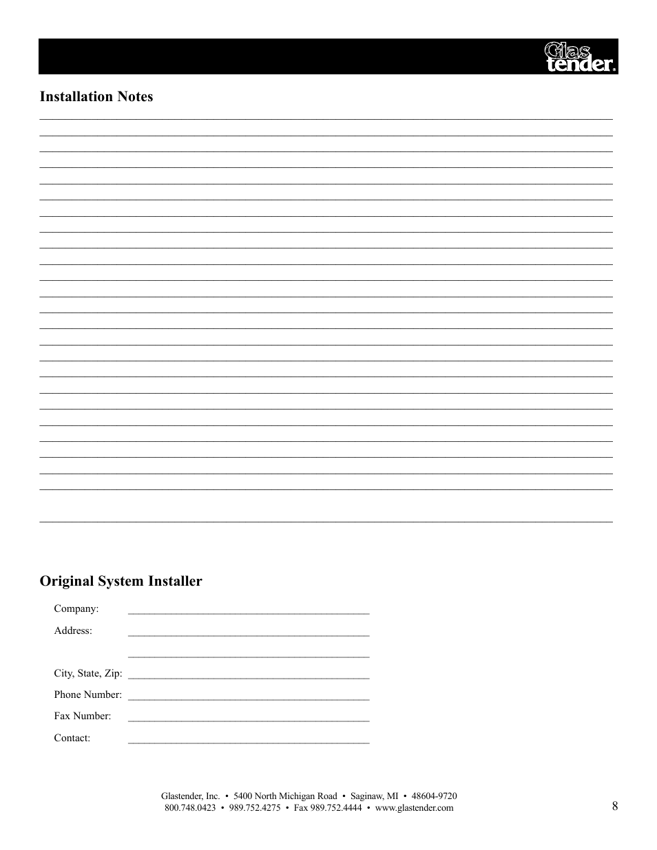 Original system installer | Glastender Juice Pro Dispensers User Manual | Page 11 / 12