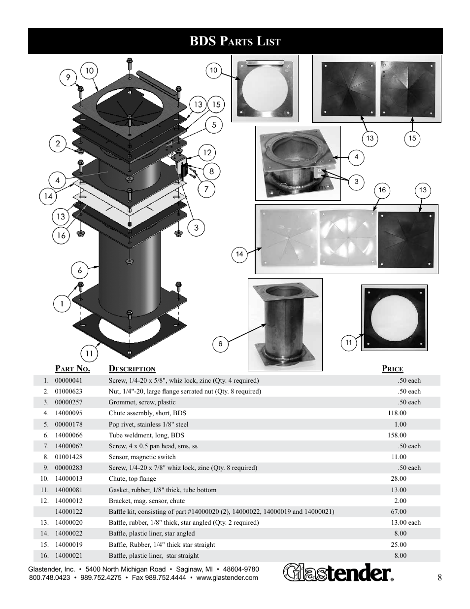 Bds p, Arts | Glastender Bottle Disintegration System User Manual | Page 9 / 13