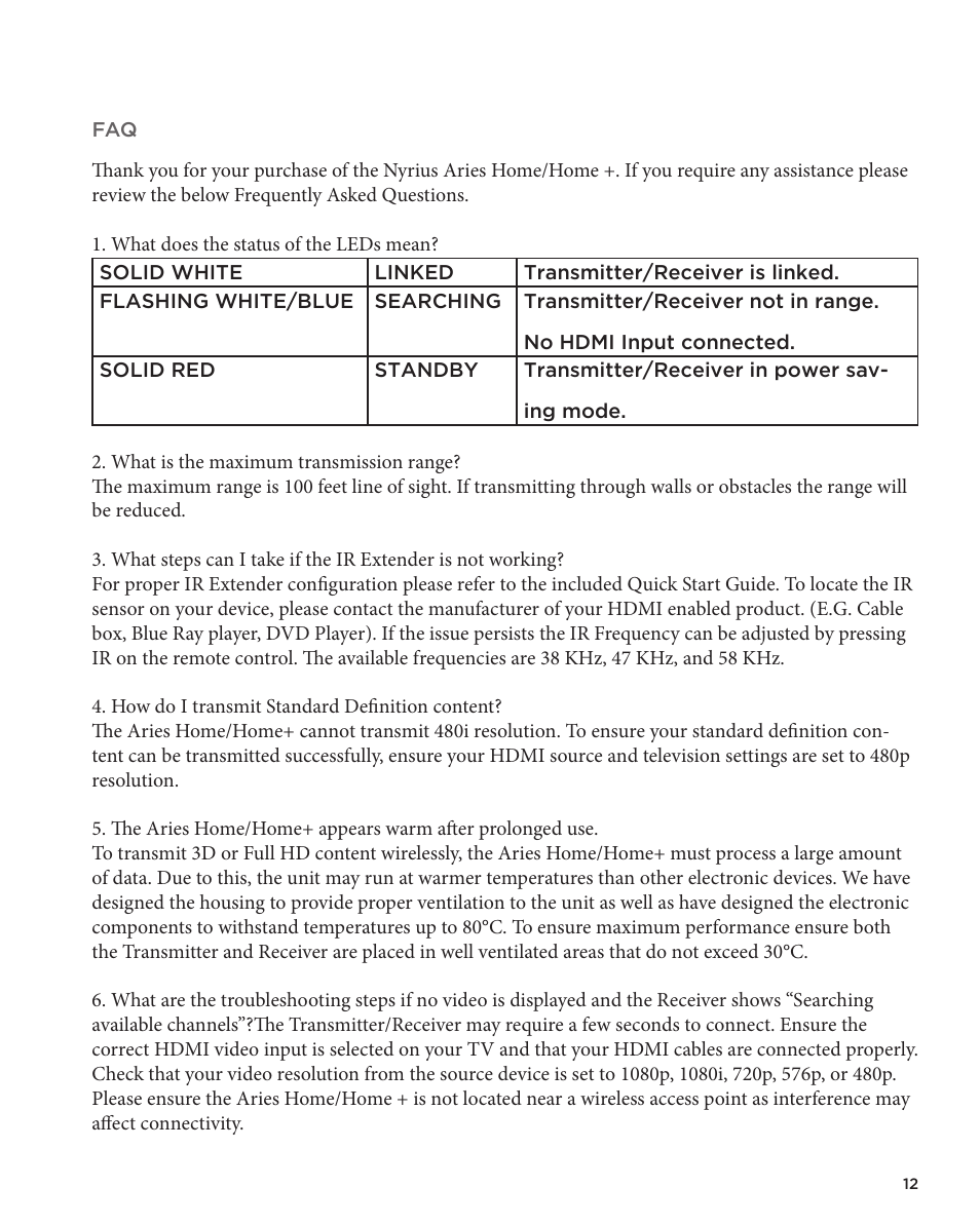 Nyrius ARIES Home User Manual | Page 12 / 18