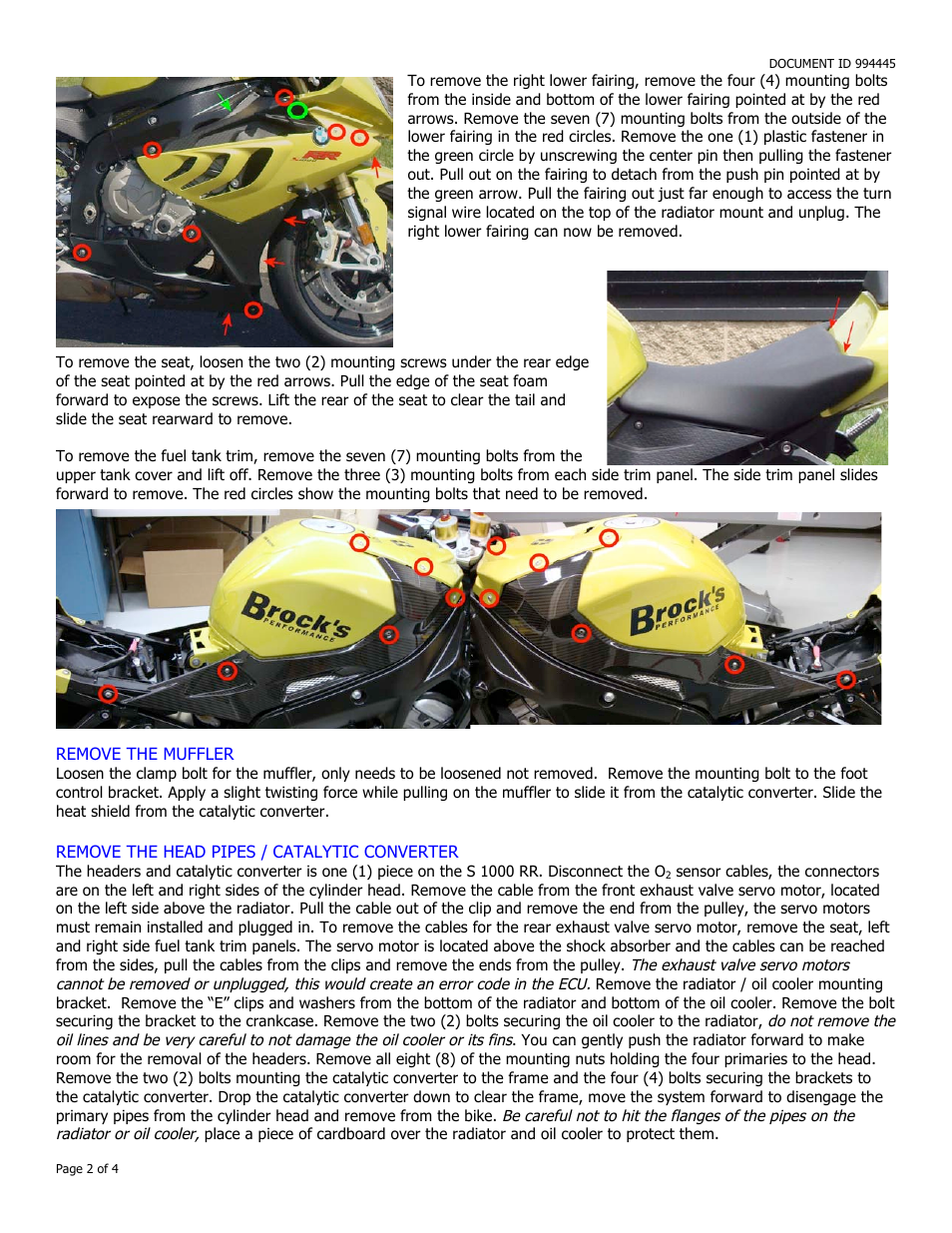 Brocks Performance CT Single Full System 16" QuietKore Muffler S1000RR/R (10-14) User Manual | Page 2 / 4