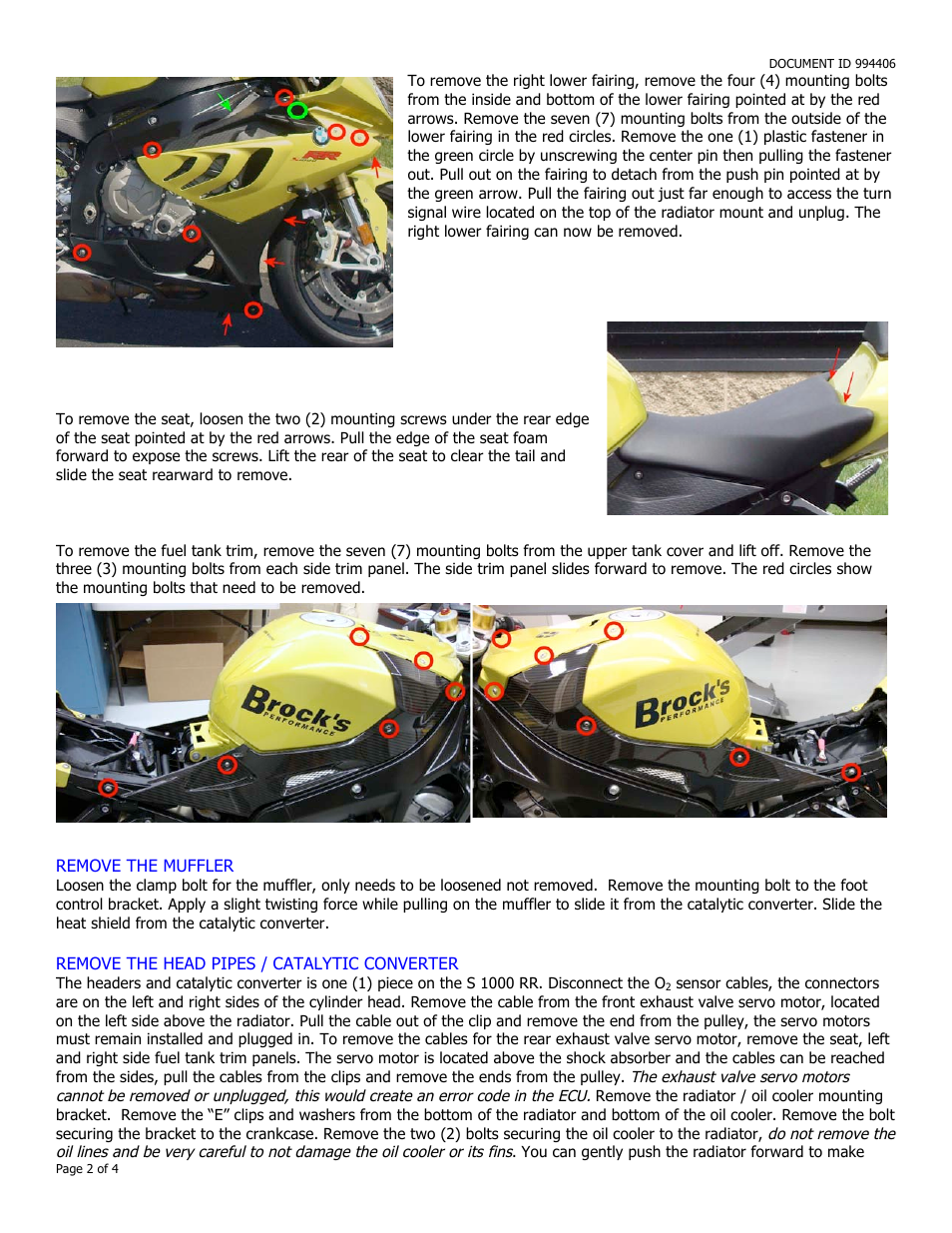Brocks Performance ShortMeg 2 Full System 14" Muffler S1000RR (10-14) User Manual | Page 2 / 4
