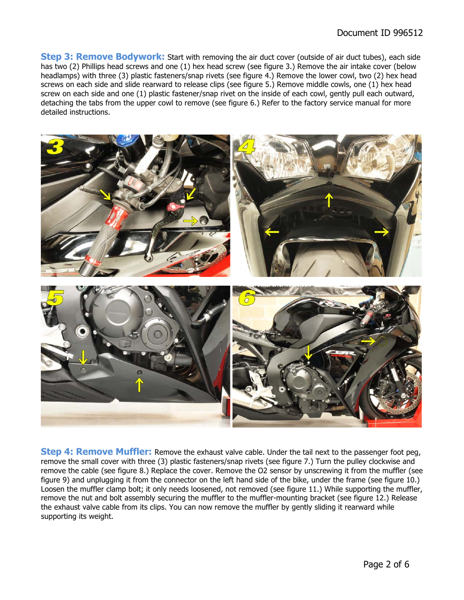 Brocks Performance ShortMeg Full System 14" Muffler CBR-1000RR (12-14) User Manual | Page 2 / 6