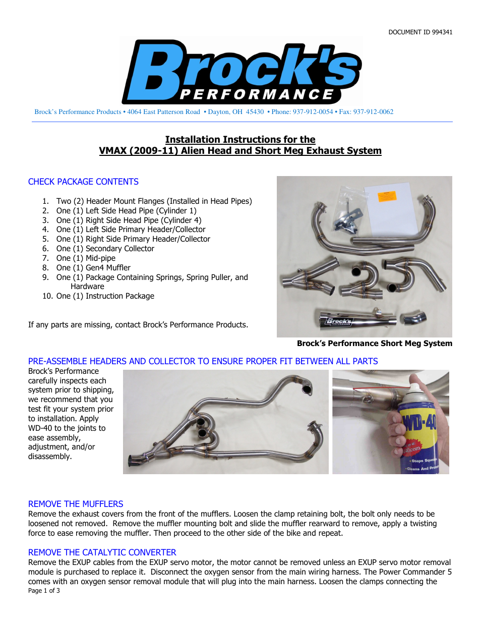 Brocks Performance ShortMeg 2 Full System 14'' Muffler VMAX (09-14) User Manual | 3 pages