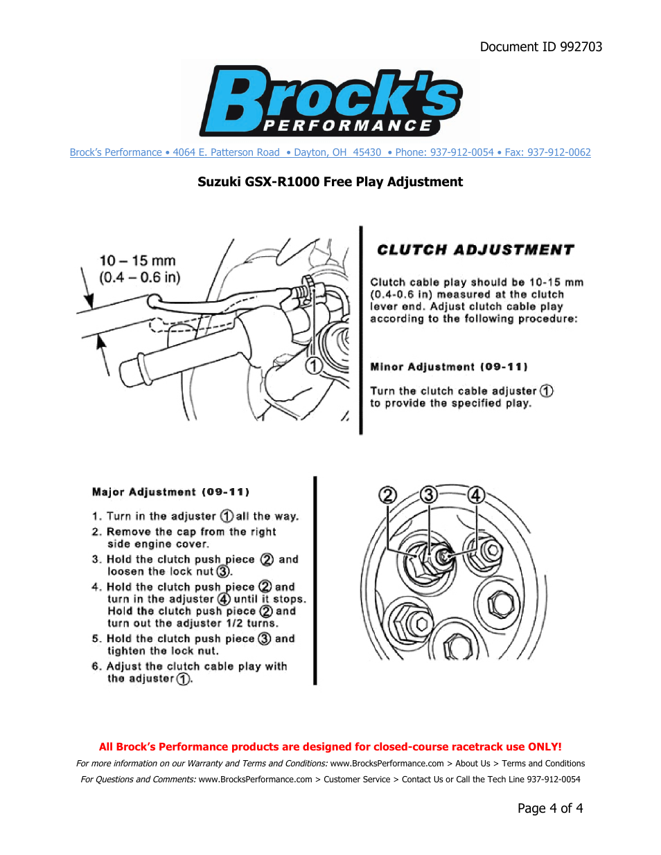Brocks Performance Ultra Clutch Mod Kit GSX-R1000 (07-11) User Manual | Page 4 / 4