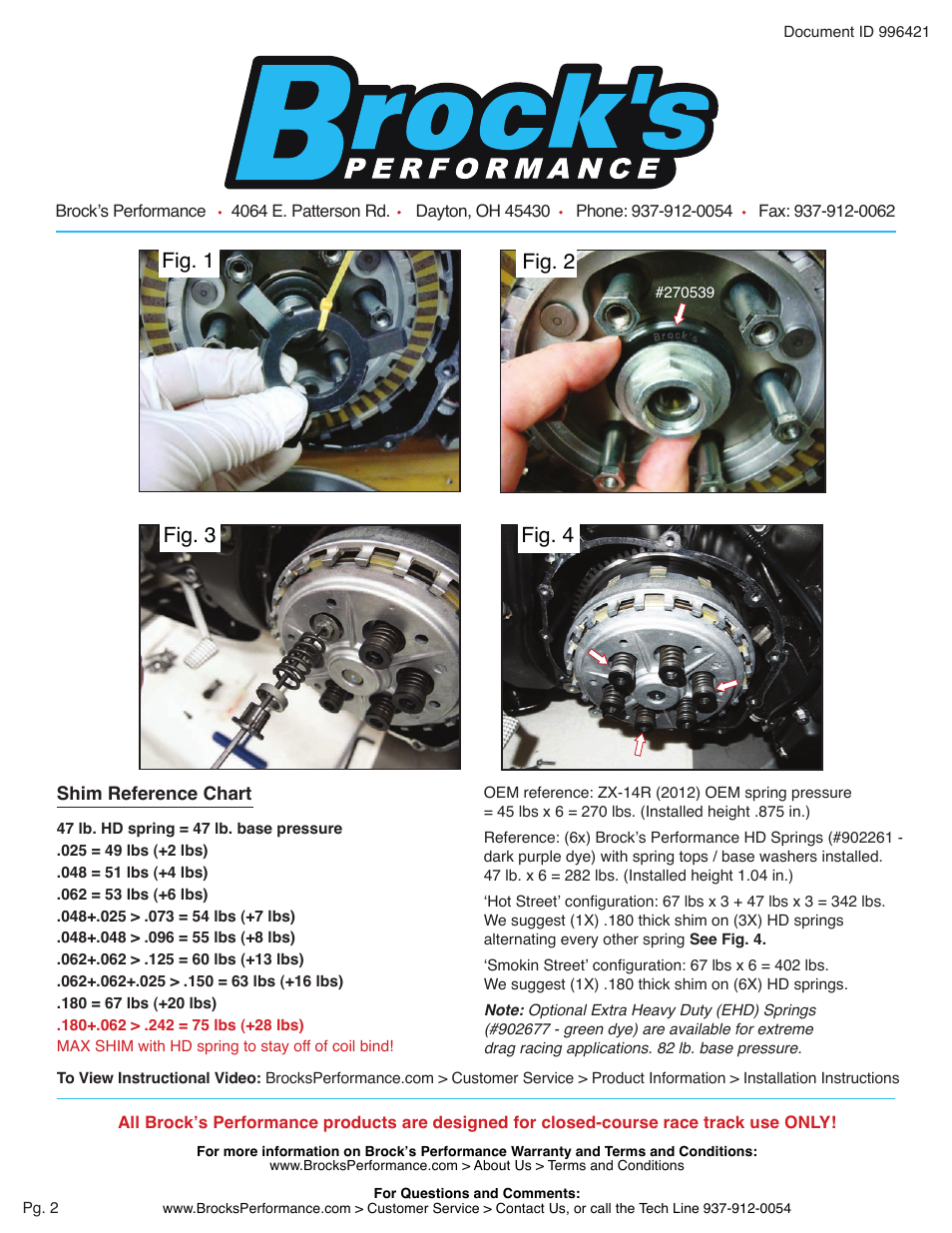 Fig. 3 fig. 4, Fig. 1 fig. 2 | Brocks Performance Clutch Mod Kit Deluxe ZX-14R (12-15) User Manual | Page 2 / 2