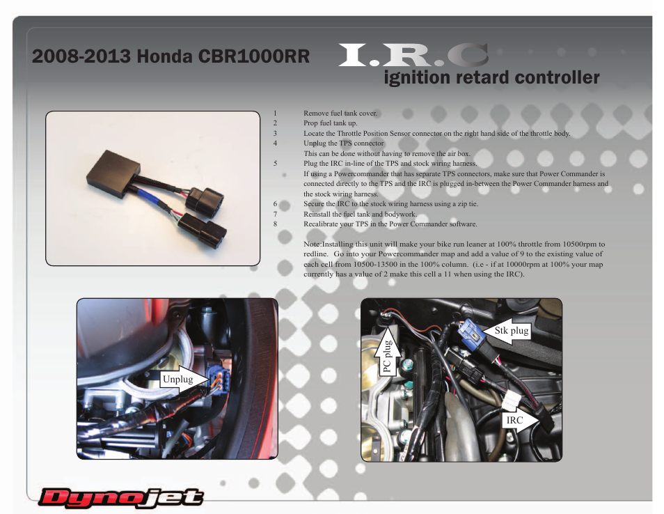 Brocks Performance Ignition Retard Controller (USA Models) CBR1000RR (08-14) User Manual | 1 page