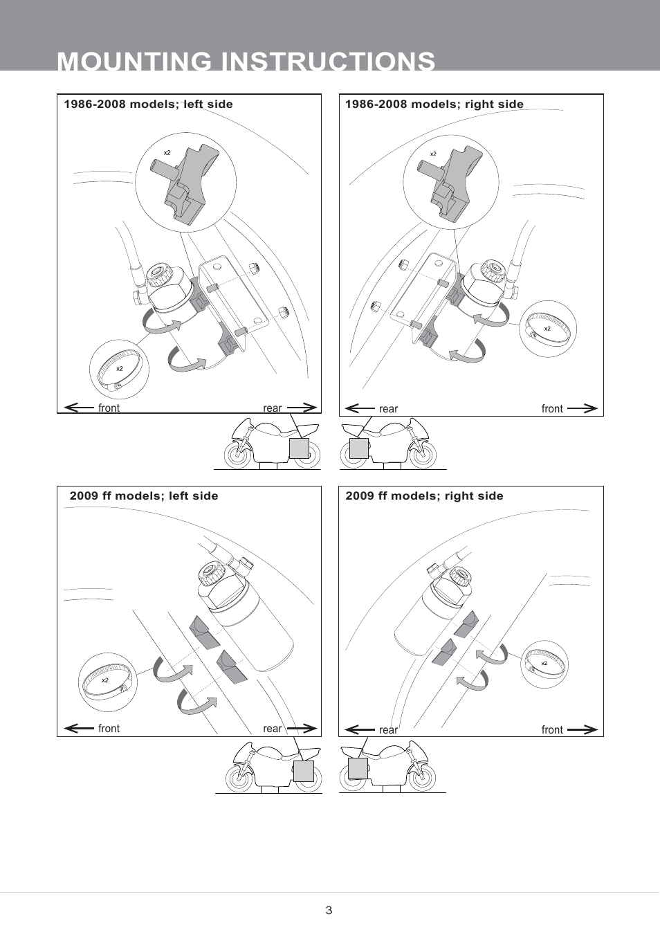 Mounting instructions | Brocks Performance Bagger Dragshocks (Race Version) (98-12) H-D Tourers FLH/FLT User Manual | Page 3 / 4