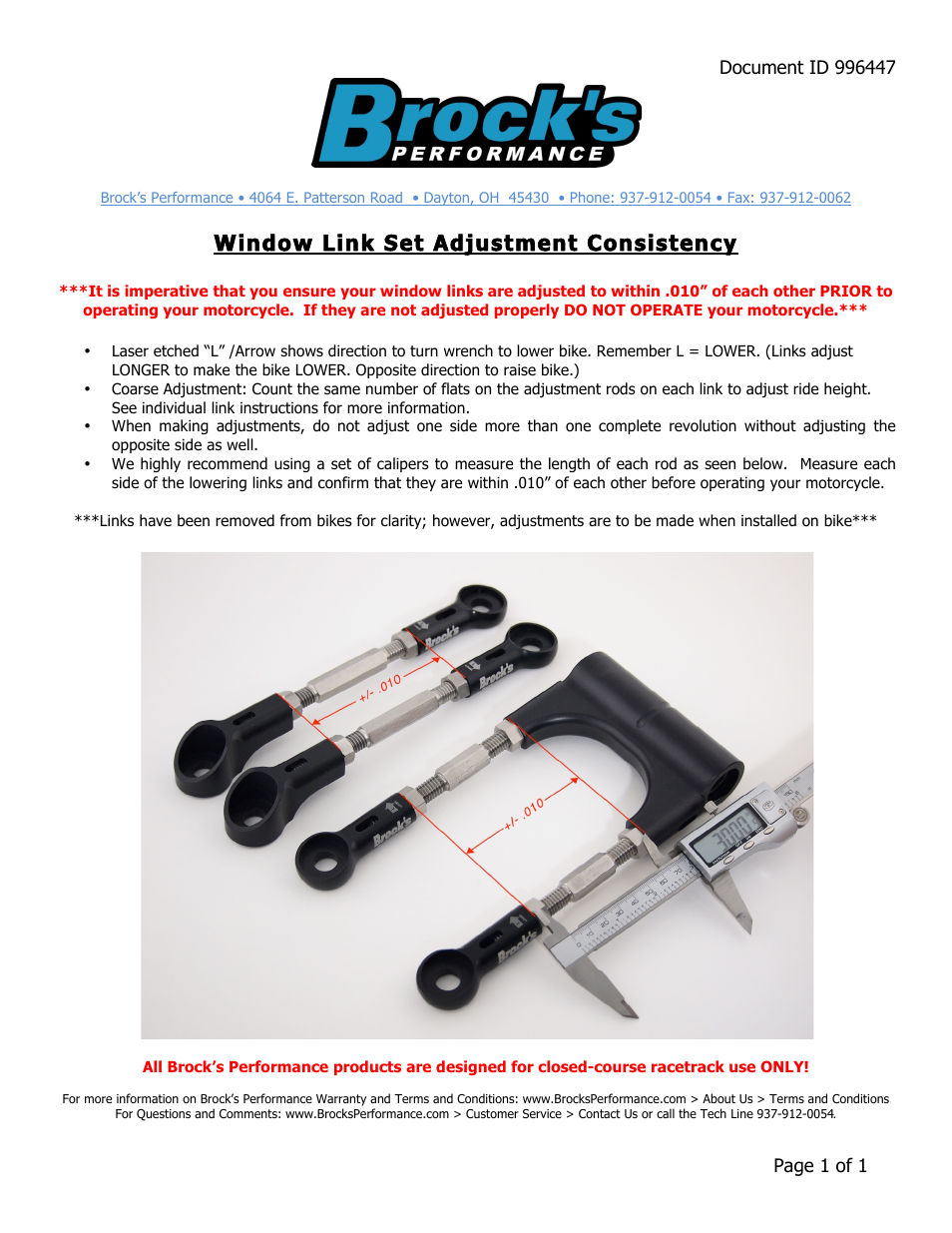 Brocks Performance Window Link Set ZX-14 (06-15) User Manual | 1 page