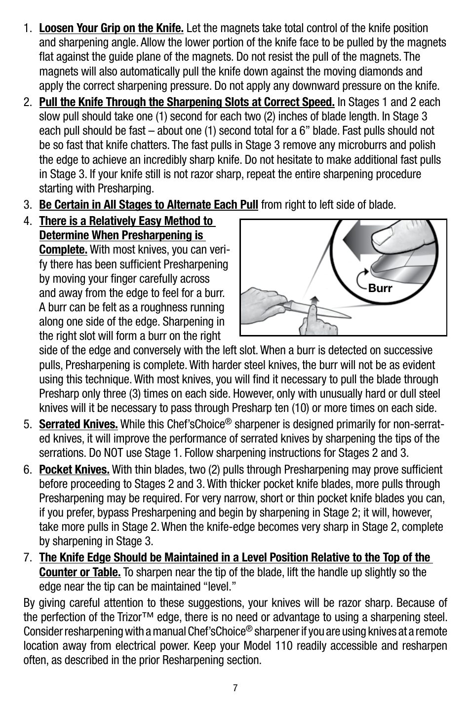 Edgecraft Chef's Choice 110 User Manual | Page 7 / 8
